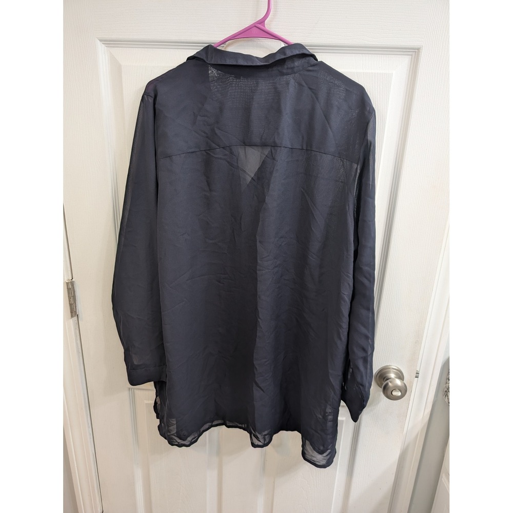 Soft Surroundings Embroidered Tunic Women Navy‎ Sheer Boho 1X - Picture 2 of 6